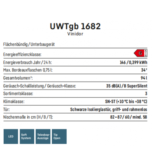 利勃海尔liebherr台下嵌入式UWTgb 1682酒柜